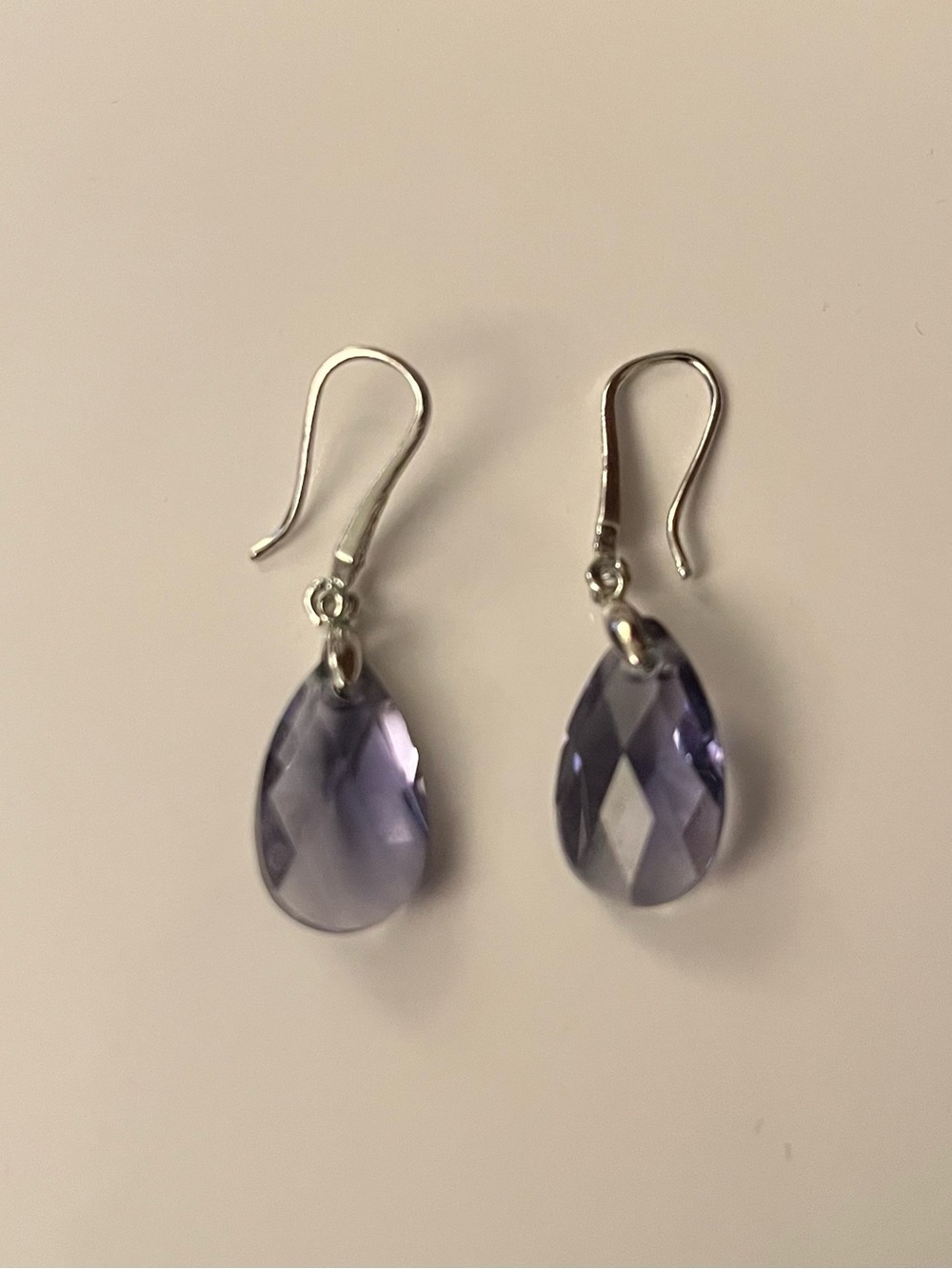 Purple Crystal Teardrop Earrings